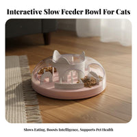 Cat Slow Feeder Bowl Mental Stimulation Interactive Cat Brain-Teaser Feeder