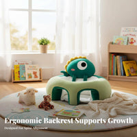 Learn to Sit Aid creatureShaped Sitting Assistant Ergonomic Backrest Soft Dinosaur Baby Sofa 360-Degree Support Infant Floor Chair Anti-Tip Design for Infants, Toddlers, Parents, Nursery, Playtime, Living Room, Indoors