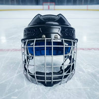 Hockey Helmet with Face Guard Cage Impact-Absorbing Full Face Hockey Helmet Hard Shell for Skaters, Rink