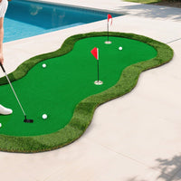 Realistic Turf 3 Hole Putting Mat Easy Storage Golf Putting Practice Mat Anti-Slip Base Sports Equipment for Backyard
