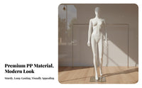 Easy to Assemble Full Body Female Mannequin Stable Metal Base White Display Figure Long-Lasting Lifesize Fashion Model Form Lightweight for Boutique Owners, Visual Merchandisers, Online Sellers, Boutiques, Tailor Shop, Design Studio, Shopping Malls