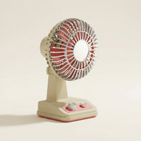 Rechargeable Fan with Vintage Grille Retro Desktop Fan with Control Dial Compact for Bedroom, Dorm Room, Nightstand