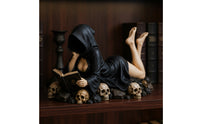 Hooded Reader Figurine Enigmatic Gothic Figure with Book Literary Decor for Desk