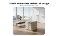 Nordic Aesthetic Upholstered Cube Seat Minimalist Design configurable Sofa Block Shape Seating Furniture versatile Combination for Business Owners, Apartment Dwellers, Interior Designers, Reception Area, Waiting Room, Lounge