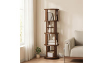 360 Degree Bookcase Solid Wood 360 Degree Book Shelf Revolving Storage Rack Space Saving Floor Standing Book Rack Stable Base