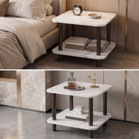 Minimalist Two-Tier Side Table Modern Square Side Table Simple Nightstand Sleek for Bedroom
