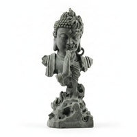 Carved Details Buddhist Figurine Gray Finish Buddha Statue Long-Lasting Tabletop Statue Aquarium-Safe