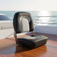 Cushioned Marine Driver Seat Textured Boat Seat with Hinged Backrest Sturdy Tough for Fishing Boats