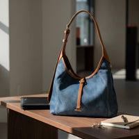 Korean Design Large Capacity Denim Tote Versatile Design Denim Shoulder Bag Lightweight for Commuters, Students, Commuting, Daily Use