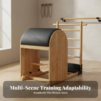 Core Strengthening Pilates Ladder Barrel High-Density Foam Padding Pilates Arc Barrel Adjustable Wood Exercise Ladder Ergonomic Design for Stretching Lovers, Postpartum Women, Office Workers, Gym, Rehabilitation Center, Living Room