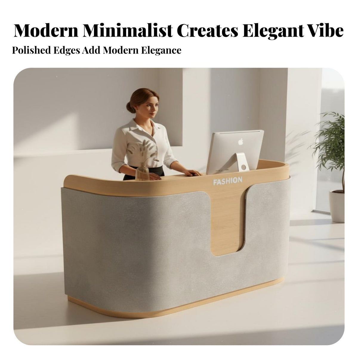 Retail Front Counter Sturdy Construction Modern Reception Desk Scratch-Resistant Lighted Front Desk for Salon Owners, Retailers, Salons, Lobby, Office