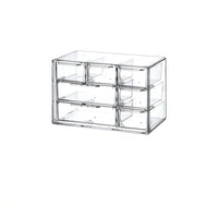 Desk Storage Organizer with Drawers, Stackable Modular Desktop for Workspace Organization, Clear Transparent Acrylic Drawer