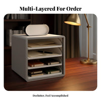 Easy Organization Desktop File Organizer Space Saving Multi-Layer Document Tray Large Capacity A4 Paper Organizer Box Multifunctional for Students, Home Workers, Women, Desk, Study Room, Dressing Table