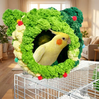 Polyester Budgie Bed for Winter Breeding, 17cm Hanging Avian Bed with Hook, Green and Yellow Gradient Budgie Bed for Small Parakeet Cage Accessory
