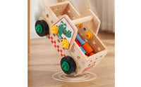 Wooden Truck Tool Set Fine Motor Skills Wooden Tool Truck Toy Built-in Storage Pretend Repair for Preschoolers, Young Children, Kindergarten