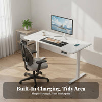 Electric Height Adjustable Desk Set Quiet Motor Solid Wood Standing Desk Combo Memory Presets Seated-Standing Workstation for Students, Study Room