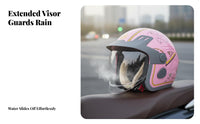 Motorcycle Half Helmet Impact Resistant Shell All Season Helmet Quick Release Buckle Secure Headgear for Winter Riding, Commuting