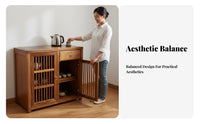 Chinese Design Wooden Tea Brewing Cabinet Solid Wood Construction Living Room Furniture Multi-Functional Storage Center Table Space Saving for Homeowners, Apartment Dwellers, Families, Home Office