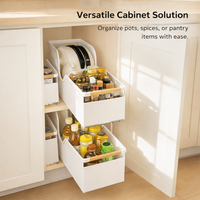 Kitchen Cabinet Pull Out Drawer Organizer, Carbon Steel Tiered Storage for Pots & Lids, Maximizing Space for Home Cooks, Modern for Cupboards