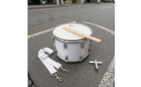 Silver Hardware White Marching Drum Drumsticks Included Metal Marching Drum