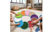 10 Pieces Sensory Mats with Eyelet Floor-Based Sensory Pads Tactile Discs Shaggy Textured Tactile Toy Sequined for Children