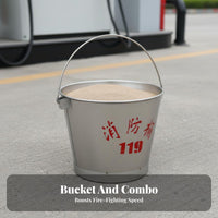 Semi-Circular Fire Bucket Thickened Material Stainless Steel Fire Rustproof D-Handle Sand Spade for Gas Station Factories, Public Areas