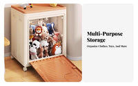 foldable Wheeled Box Large Capacity Storage Container hinged lid for Closet