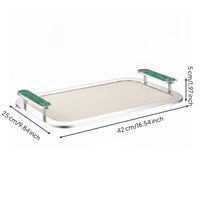 Marble Handle Decorative Tray Multipurpose Stainless Steel Storage Tray Large Capacity Home Decor for Living Room