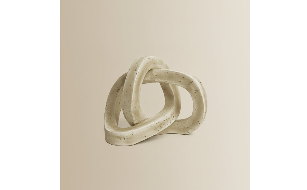 Interlocking Loop Ornament Textured Stone-Look Sculpture Stylish for Living Room
