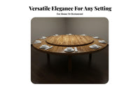 Heavy Duty Large Round Dining Table Easy to Clean Solid Wood Tabletop Water Resistant Carbonized Fir Wood Table for Restaurant Owners, Event Planners, Restaurants, Banquet Halls, Canteens, Kitchen