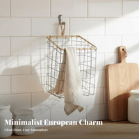Hanging Wire Basket Nordic Design Wire Wall Basket Sturdy Construction Wire Mesh Hanging Holder for Homeowners, Students, Kitchen, Washroom