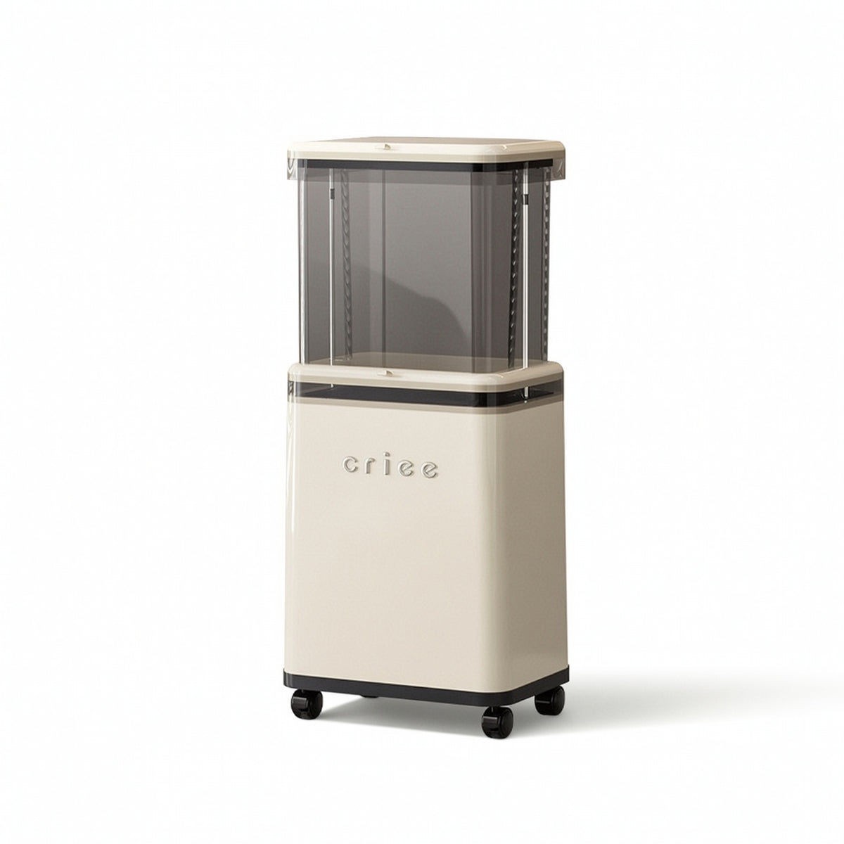 Two-levelHeight Trash Bin with Wheels Transparent Rolling Garbage Can Rectangular Mobile Waste Bin Long-Lasting for Kitchen, Living Room