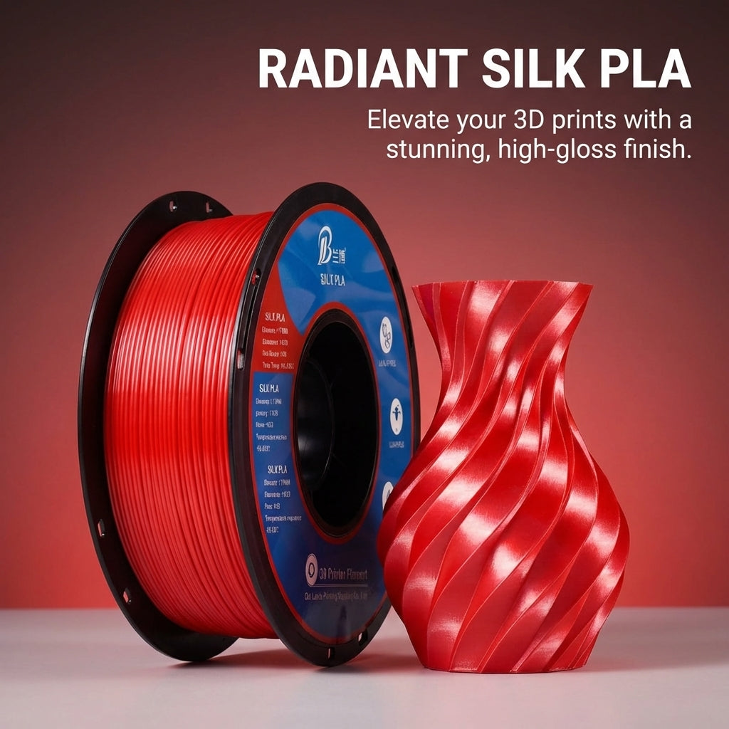 Silk PLA Filament 1.75mm 1kg Spool, High Gloss Finish for 3D Printing, Fused Deposition Modeling Compatible, Dimensional Accuracy +/- 0.02mm