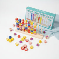 42 Pieces Educational Beading Toy Wooden Fruit Sorting Toy Screen Fruit Matching Puzzle for Preschoolers, Children 3++, Daycare