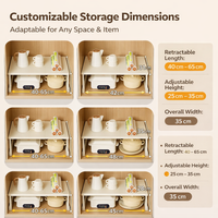 Kitchen Cabinet Metal Expandable Organization Rack for Small Space, Adjustable Under Sink Storage Shelf for Homeowners