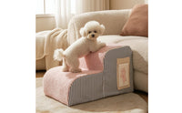 Pet Ramp Stairs Plaid Dog Steps with Soft Cover Non-Slip Curved Pet Steps for Small Dogs, Young Dogs, Couch, Bedroom, Living Room