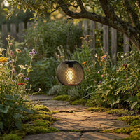 Clear Bulb Solar Hanging Lantern Black Finish Decorative Hanging Solar Light Wire Lantern Light for Patio