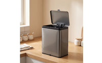 Stainless Steel Wall Mounted Trash Can with Lid Space-Saving Wall-Mounted Trash Bin Compact Hanging Waste Bin Small for Kitchen, Cabinet, Bathroom