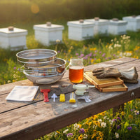 9 Pieces Easy to Use Honey Processing Tool Bundle Long-Lasting Materials Honey Uncapping and Extracting Tool Kit Stainless Steel Strainer 9 Piece Beekeeper Starter Kit for Beekeepers, Beginners, Hobbyists, Farm, Backyard