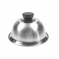 Domed Stainless Steel Dome Cover Wide Rim Burger Dome Knob Handle Basting Cover Single-Piece