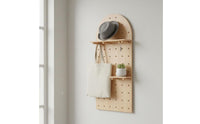 Wooden Pegboard Organizer Solid Wood Wall Mounted Pegboard Shelf Versatile Design Decorative Hole Board for Students, Entryway, Office