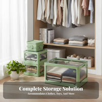Collapsible Storage Box with Doors Transparent View Closet Container for Parents