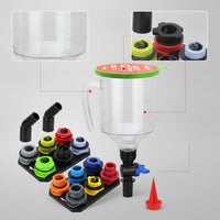 Transparent Automotive Funnel Kit Graduated Measuring Funnel with Lid Color-Coded Funnels Detachable for Workshops