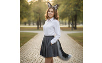 2 Pieces Animal Ears and Tail Set Furry Animal Cosplay Costume Accessories Soft Cosplay Set for Cosplayers