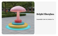 Fungi-inspiredShaped Bench Playful Design Landscape Sculpture Weather-Resistant Themed Seating for Children, Families, Green Space, Schoolyard