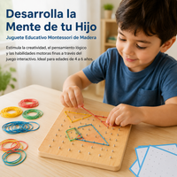 Wood Geoboard Set, Travel Toys for 4-6 Year Olds, Problem Solving Toy with Rubber Bands, Hands On Early Learning Math Manipulatives