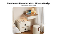 2-in-1 Design elevateTop Vanity Nightstand Space-Saving Illuminated Nightstand with Drawers Modern and design Bedside Table Hidden Mirror for Apartment Dwellers, property owners, Students, Dorm Room, Study