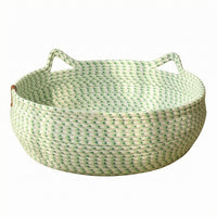 Raised Rim Basket Cat Bed Open Top Woven Cat Nest