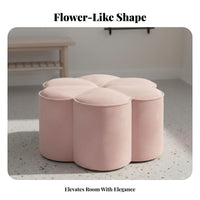 plush fabric Upholstery Flower-Shaped Plush Stool Multi-Functional Flower-Shaped Pouf Multipurpose Footstool Soft Padded Seat for Adults, Homeowners, Interior Decorators, Entryway, Living Room, Bedroom