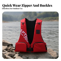 Double Storage Pockets Sleeveless Life Jacket Reflective Piping Water Activity Vest Front Zippered Life Jacket Wear-Resistant